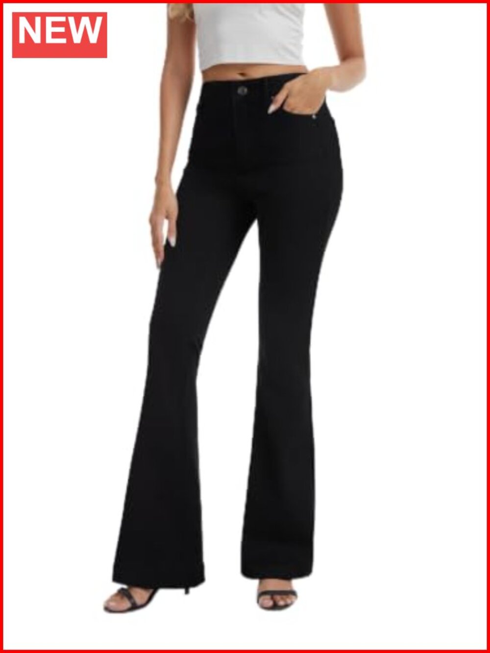 Women's Curvy Stretchy Bootcut Flare Wide Hem Denim Jeans High Rise Flared